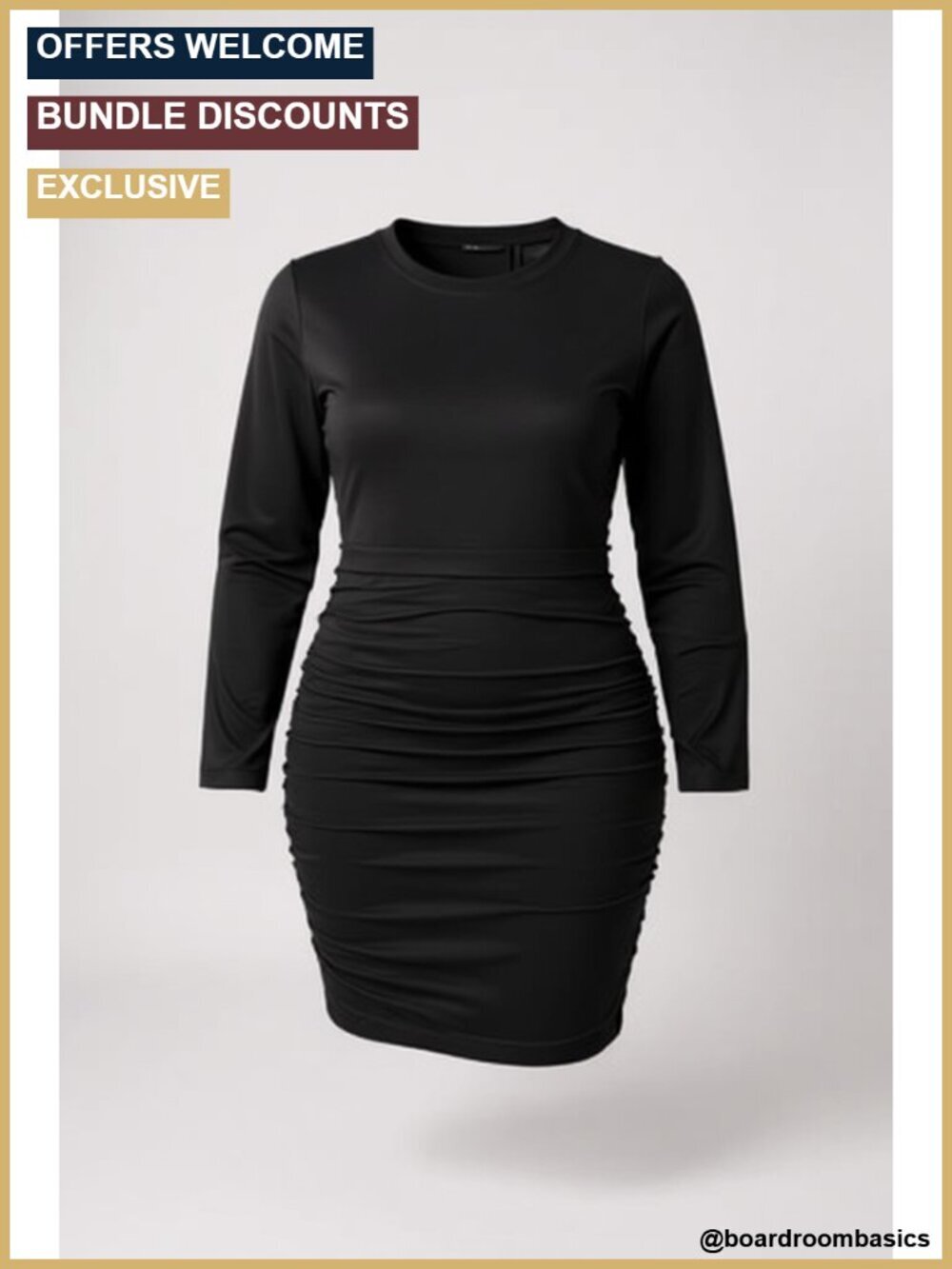 High Waist Ruched Bodycon Midi Pencil Skirt - Polyester Spandex